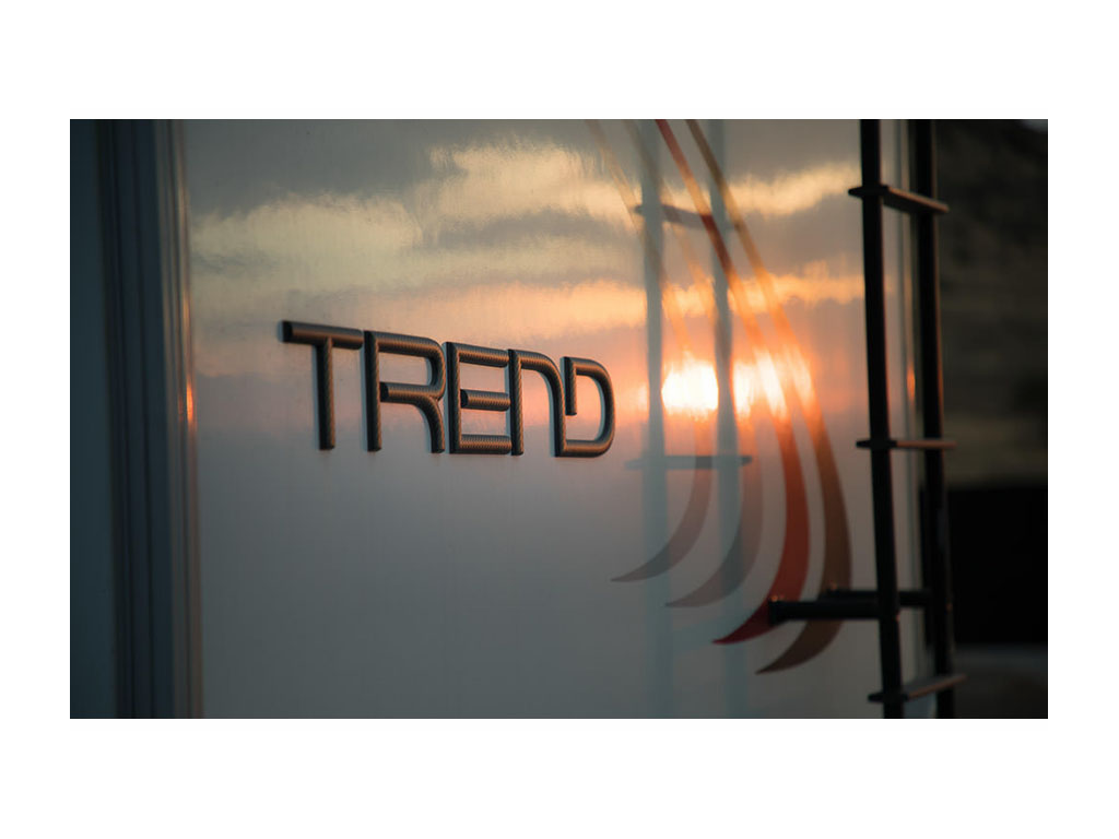 Closeup shot of Trend logo on exterior