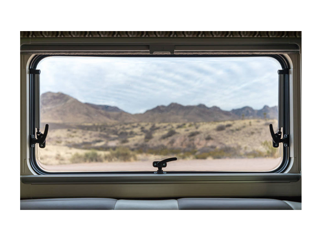 Looking at the Organ Mountains out of Trend window
