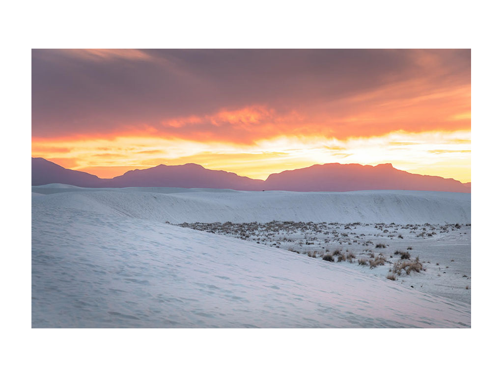 Colorful sunset over White Sands National Park