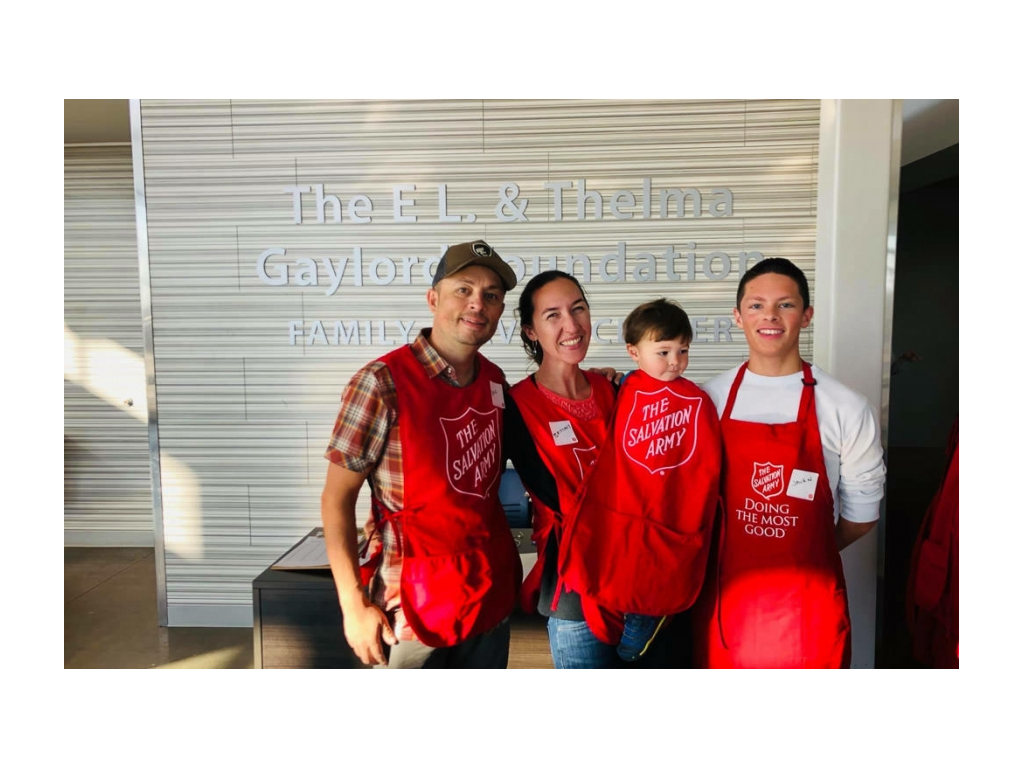 Highland family volunteering at The Salvation Army