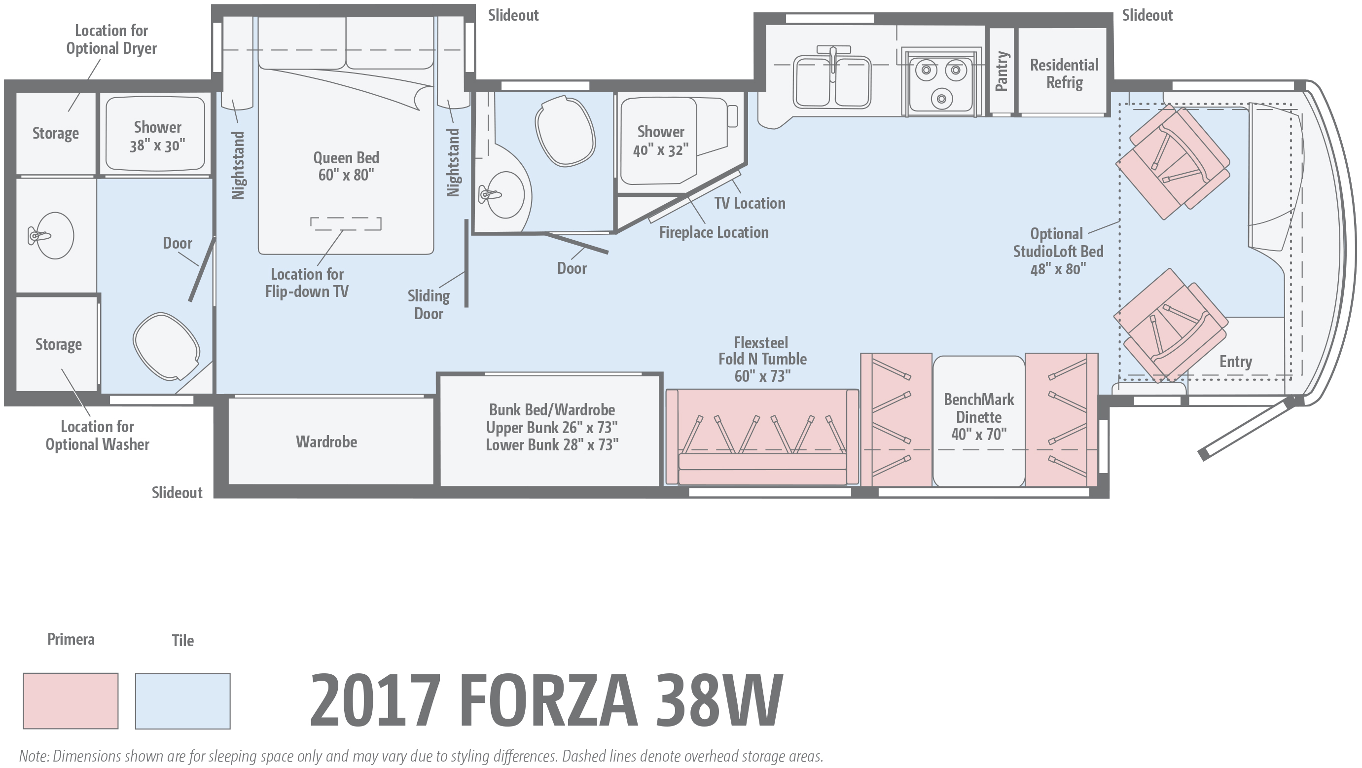 2017 Winnebago Forza 38 D Floorplan.