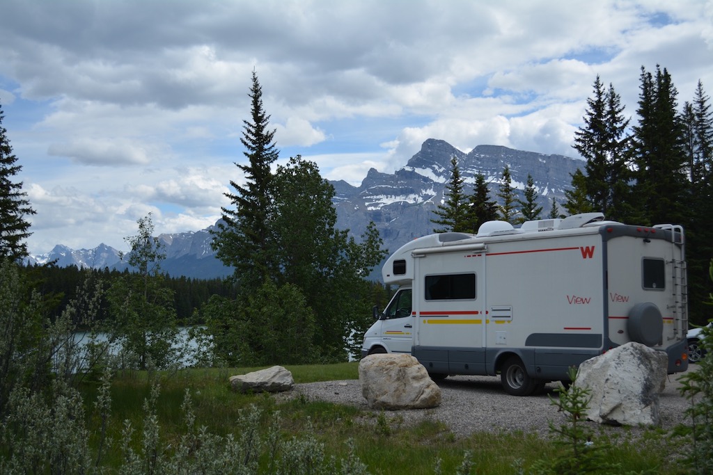 Winnebago View with mountains and trees in the background 