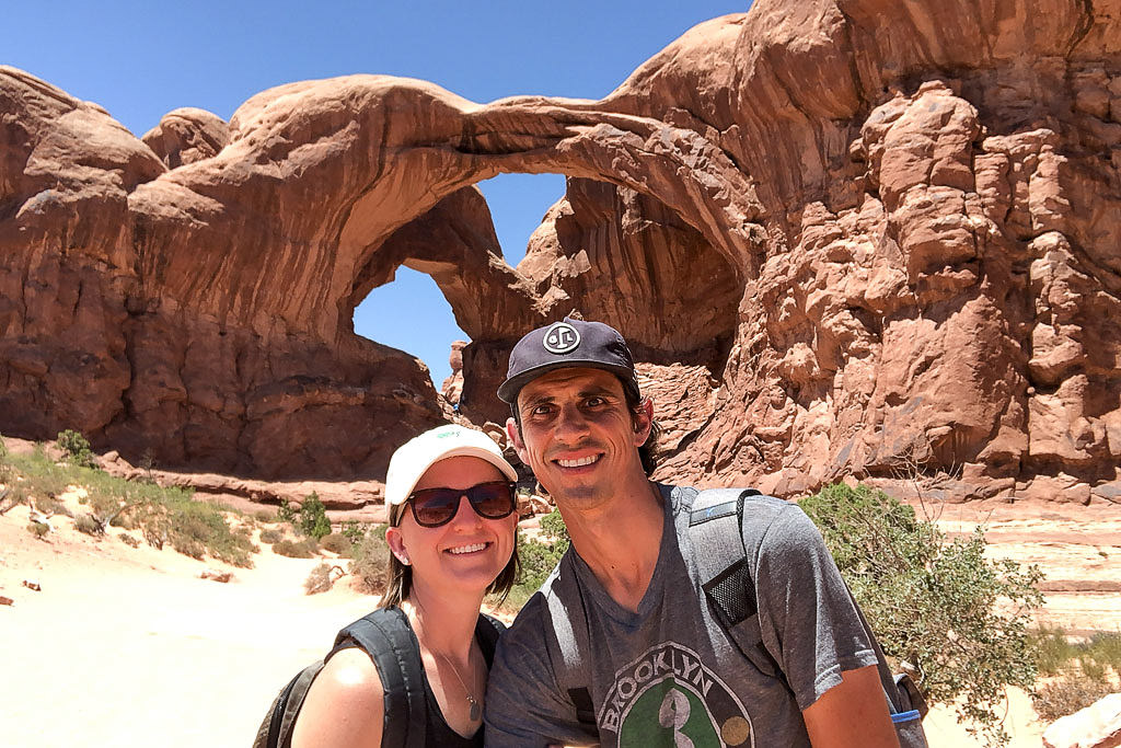 Brittany and Jordan selfie under the Double Arch