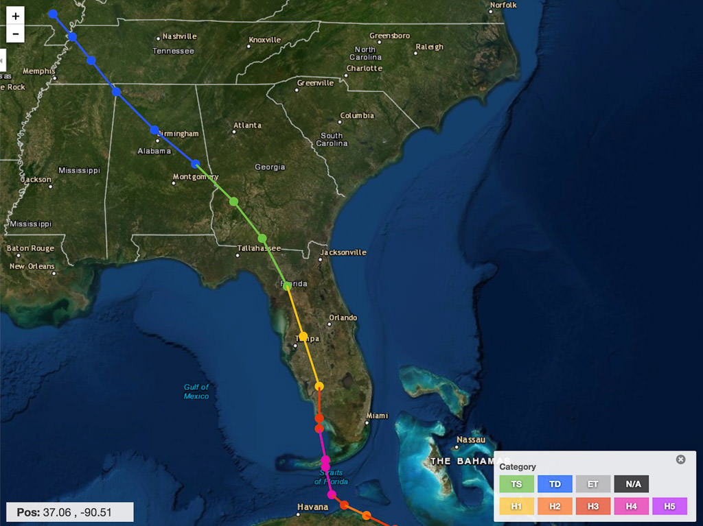 Storm tracker showing path of Hurricane Irma back in 2017.